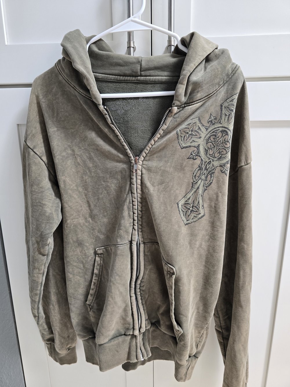 Affliction Spiker Green Wash Zip Hoodie size small